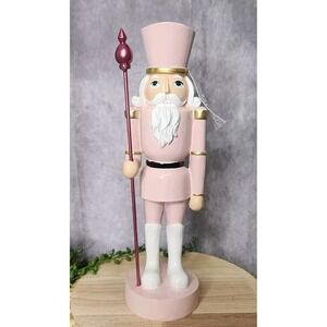 Pink Pastel Soldier Guard Nutcracker Figurine Tabletop Christmas Decor Resin 12"
